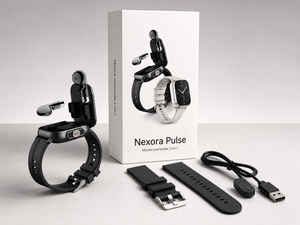 nevox Pulse — Montre Connectée 2-en-1 avec Écouteurs Intégrés